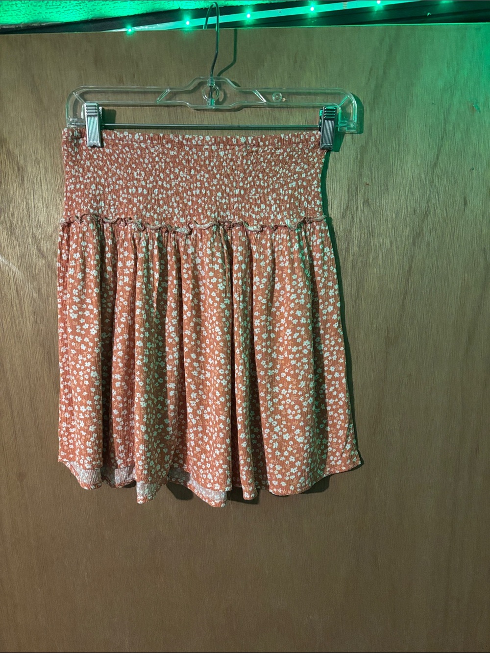 Hippie Rose Rust Floral Smocked Skater Skirt